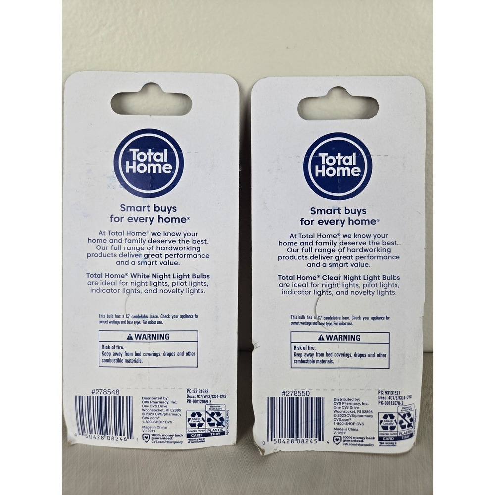 Total Home 4W Clear and White Night Light Bulbs 8‎ Pack - Picture 2 of 2